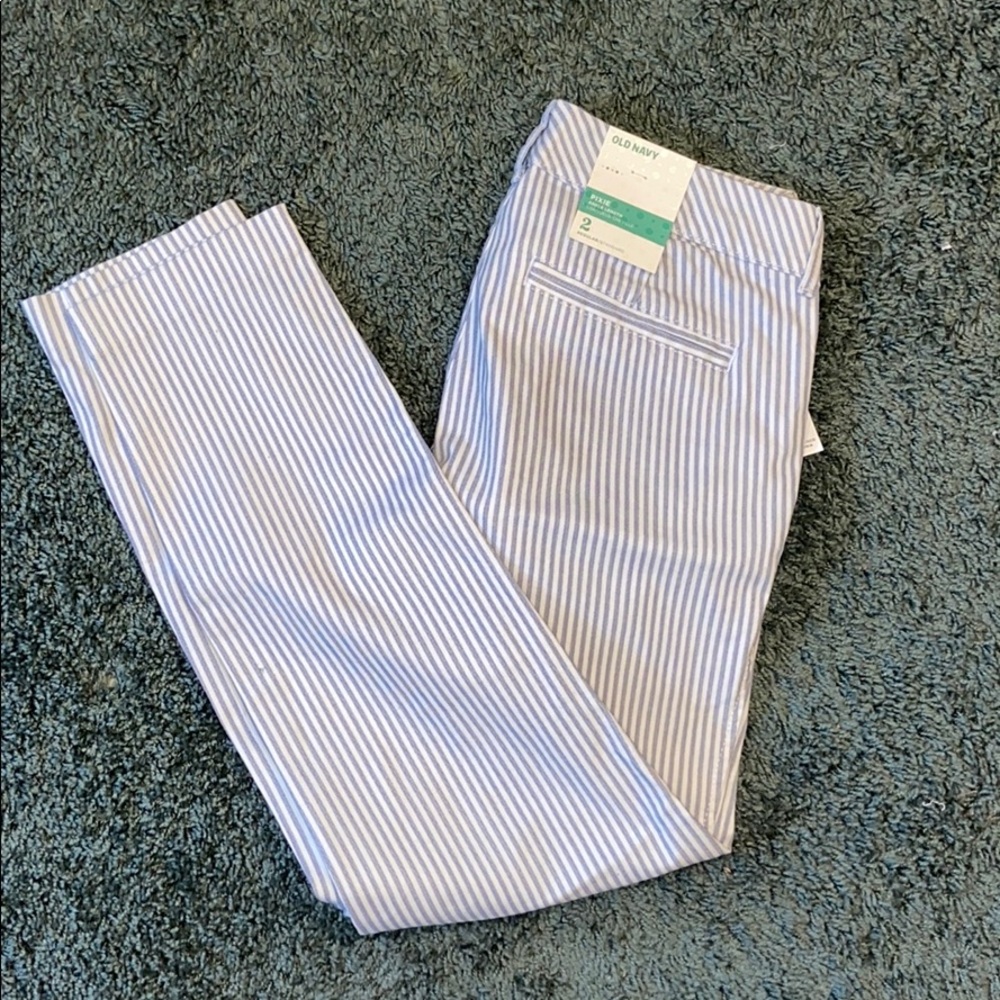 Pixie blue and white striped pants